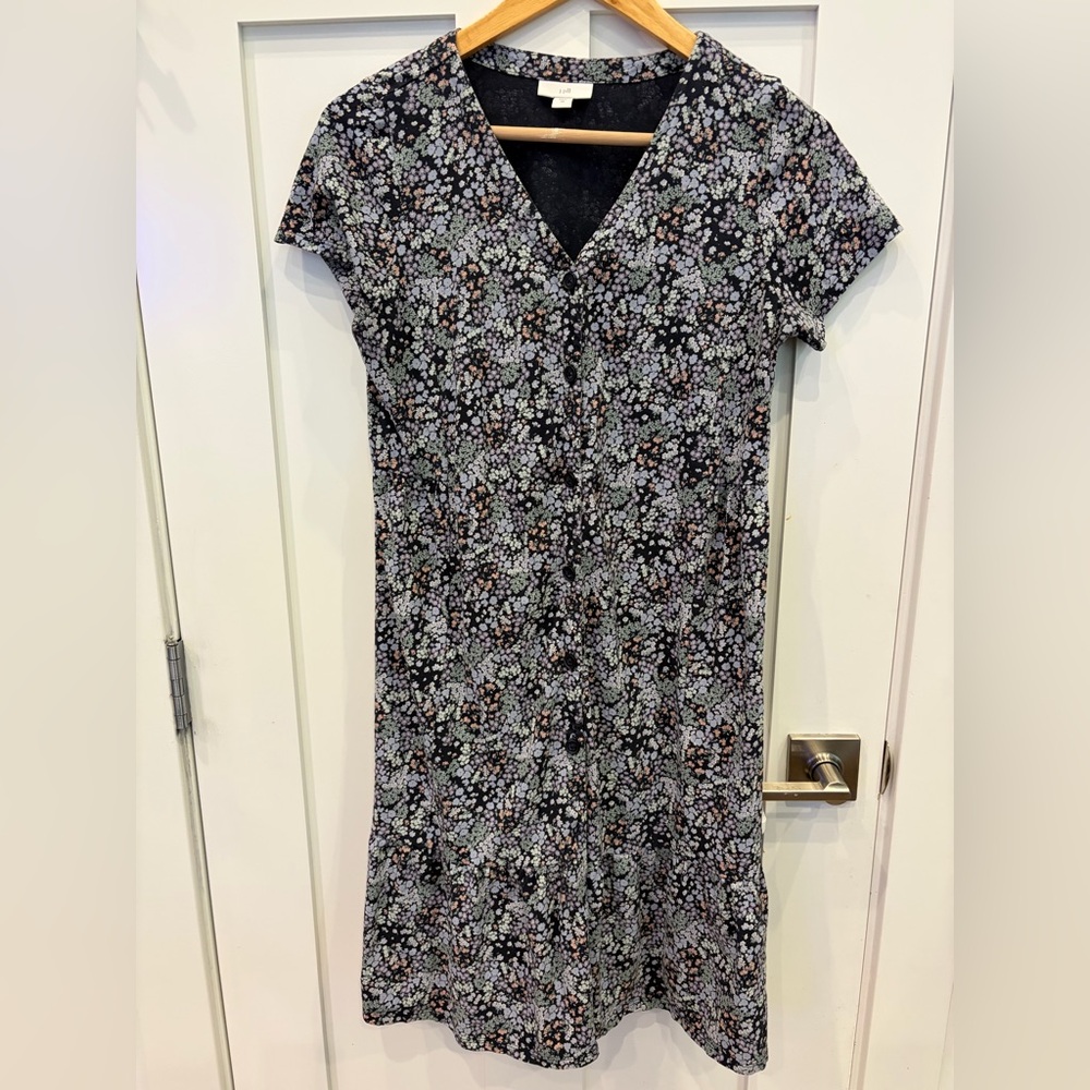 J. Jill Black and Gray Floral Mini Dress
